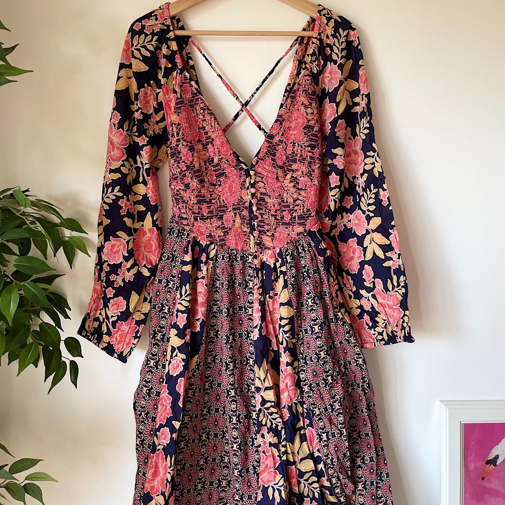 NEW Free People A New Way Maxi Dress In Navy Combo Floral - Picture 10 of 13